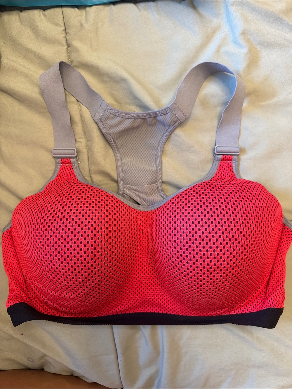 Victoria's Secret Neon Coral Mesh Racerback Sports Bra